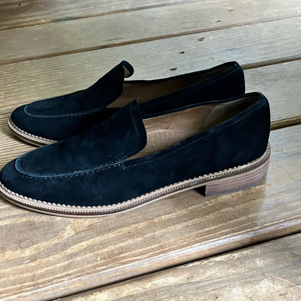 Susina Shoes Womens 9 M Black Suede Loafers Kellen Almond Toe Slip On Preppy